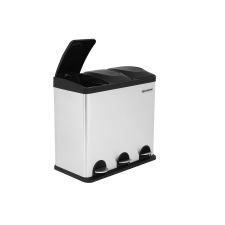 Songmics 54L Szelektív Hulladékgyűjtő Pedálos Szemetes Acél Ezüst-Fekete szemetes