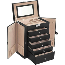 Songmics 6 szintes ékszerdoboz tükörrel és csattal ékszerdoboz