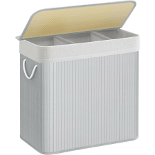 Songmics Bambusz kosár szennyestartó 3 rekeszes 3x50L, szürke bútor