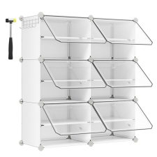Songmics Cipőtároló doboz 6 rekeszes tárolódoboz, fehér 82x32x92cm bútor