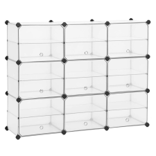 Songmics Cipőtároló doboz 9 db moduláris tárolódoboz, fehér 123x31x93cm bútor