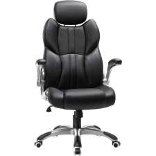 Songmics Ergonomikus forgószék, irodai szék összecsukható karokkal, fekete forgószék