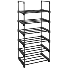 Songmics fém cipőállvány, 6 polc, 45 × 30 × 106 cm, fekete (LSA23BK) bútor