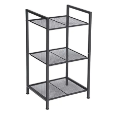 Songmics Fém polc, 3 szintes polc, bővíthető, állítható polcok, ipari design, fekete fürdőszoba bútor