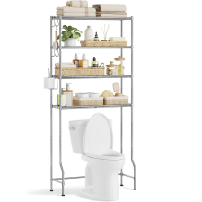 Songmics fürdőszobai tárolópolc, a mosógépre vagy a wc csészére átlapolva, 30x83x176 cm, ezüst fürdőszoba bútor