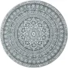Songmics Kerek Szőnyeg, Kültéri Szőnyeg, Boho, 160 cm átmérő, Mosható, Antracitszürke