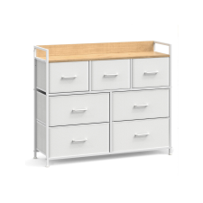 Songmics Modern 7-Fiókos Tárolószekrény Fehér-Fa Kombinációban bútor