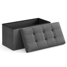Songmics Összecsukható szék puha üléssel, tárolóhely 80liter, maximum 300kg, 76x38x38cm, sötétszürke bútor