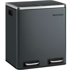 Songmics Rozsdamentes hulladékgyűjtő 2 rekeszes szelektív gyűjtővel SONGMICS, belső vödrökkel, 2x15 literes, szürke szemetes