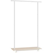 Songmics ruhafogas függesztősínnel és alsó polccal, kerekeken, 35x99x160 cm, fehér bútor