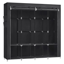 Songmics Szövet ruhásszekrény, ruharendező állvány 4 akasztósínnel, fekete bútor