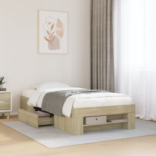 sonoma tölgy színű szerelt fa ágykeret matrac nélkül 90x190 cm ágy és ágykellék