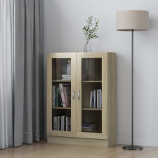 sonoma tölgy színű szerelt fa vitrinszekrény 82,5x30,5x115 cm bútor