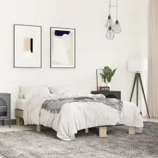  Sonoma tölgyszínű szerelt fa és fém ágykeret 120 x 200 cm ágy és ágykellék