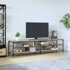 Sonoma tölgyszínű szerelt fa és fém TV-szekrény 200x30x50 cm bútor
