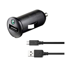 Sony Ericsson autós töltő USB aljzat (5V / 1200mA + microUSB kábel) FEKETE (AN401 + EC450) (AN401 + EC450) mobiltelefon kellék