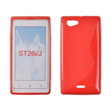 Sony Xperia J ST26i, Szilikon tok, S-Case, piros tok és táska