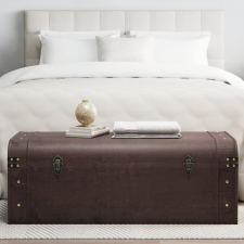  sötétbarna furnérlemez kincsesláda zárakkal 110 x 50 x 39,5 cm bútor