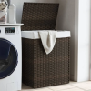  Sötétbarna polyrattan szennyeskosár fedéllel 46x33x60 cm