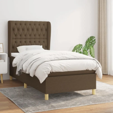  sötétbarna szövet rugós ágy matraccal 90 x 190 cm ágy és ágykellék
