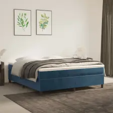  sötétkék bársony ágykeret matrac nélkül 160x200 cm ágy és ágykellék