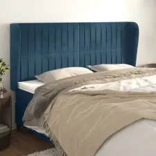  sötétkék bársony fejtámla szárnyakkal 183x23x118/128 cm ágy és ágykellék