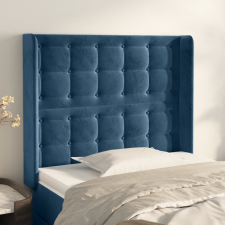  sötétkék bársony fejtámla szárnyakkal 203x23x118/128 cm ágy és ágykellék