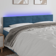 Sötétkék bársony LED-es fejtámla 200x5x78/88 cm ágy és ágykellék