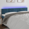  sötétkék bársony LED-es fejtámla 200x5x78/88 cm