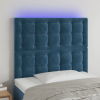  sötétkék bársony LED-es fejtámla 80x5x118/128 cm