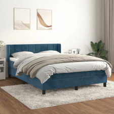  sötétkék bársony rugós ágy matraccal 140x200 cm ágy és ágykellék