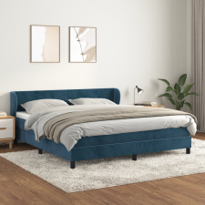 sötétkék bársony rugós ágy matraccal 180x200 cm ágy és ágykellék