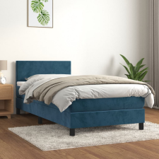  sötétkék bársony rugós ágy matraccal 90x190 cm ágy és ágykellék