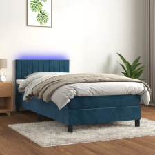  sötétkék bársony rugós és LED-es ágy matraccal 80 x 200 cm ágy és ágykellék