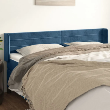  sötétkék bársony szárnyas fejtámla 203x16x78/88 cm ágy és ágykellék