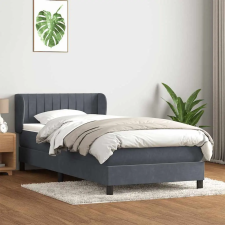  sötétszürke bársony rugós ágy matraccal 80x220 cm ágy és ágykellék
