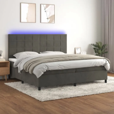  sötétszürke bársony rugós és LED-es ágy matraccal 200x200 cm ágy és ágykellék