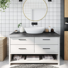 sötétszürke kezelt tömör fa fürdőszobai pult 100x60x6 cm építőanyag