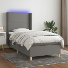  sötétszürke szövet rugós és LED-es ágy matraccal 90x200 cm ágy és ágykellék