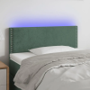  sötétzöld bársony LED-es fejtámla 100x5x78/88 cm