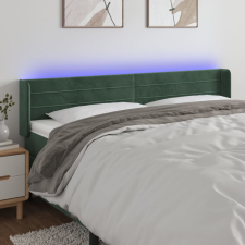  sötétzöld bársony LED-es fejtámla 183 x 16 x 78/88 cm ágy és ágykellék