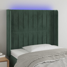  sötétzöld bársony LED-es fejtámla 83x16x118/128 cm ágy és ágykellék