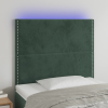  sötétzöld bársony LED-es fejtámla 90x5x118/128 cm