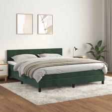 sötétzöld bársony rugós ágy matraccal 160x200 cm ágy és ágykellék
