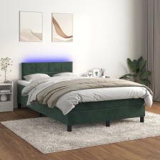 sötétzöld bársony rugós és LED-es ágy matraccal 120x200 cm ágy és ágykellék