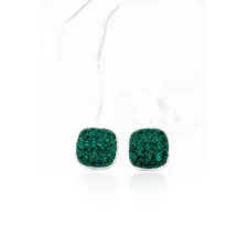  Sötétzöld Swarovski® Kristályokkal Kirakott S925 Ezüst Kocka Fülbevaló fülbevaló