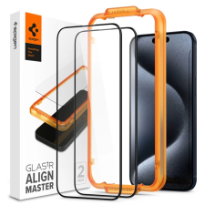 Spigen AlignMaster GLAS.tR iPhone 15 Pro kijelzővédő fekete kerettel (AGL06895) (AGL06895) mobiltelefon kellék