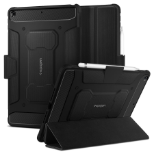 Spigen Apple iPad 10.2 (2019 / 2020 / 2021), mappa tok, közepesen ütésálló, Apple Pencil tartóval, Spigen Rugged Armor, fekete tablet tok