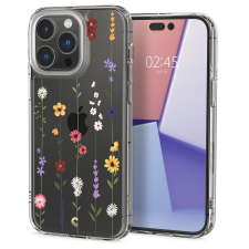 Spigen Apple iPhone 14 Pro Max, Szilikon tok, légpárnás sarok, virágoskert minta, Spigen Ciel Cyril Cecile, átlátszó/színes tok és táska
