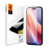 Spigen Apple iPhone 15 Plus / 16 Plus, Kijelzővédő fólia, ütésálló fólia (az íves részre is!), Tempered Glass (edzett üveg), tok barát, Spigen Glastr Slim HD, Clear
